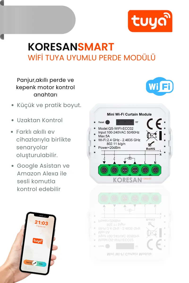 tuya wifi panjur kepenk perde modülü