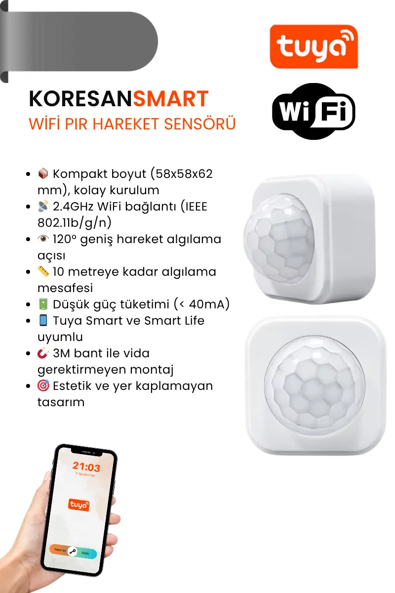 wifi tuya pır hareket sensörü