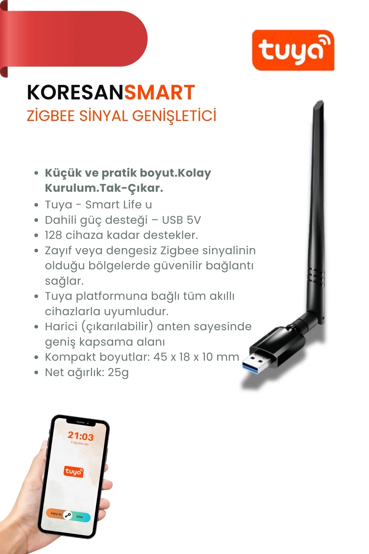 Tuya Zigbee Sinyal Genişletici - Görsel 1